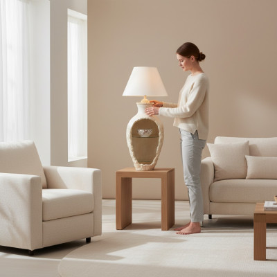 Lampe de sol design Vase XXL 138cm Lampe sur pied Lampes Étagère Vitrine éclairée