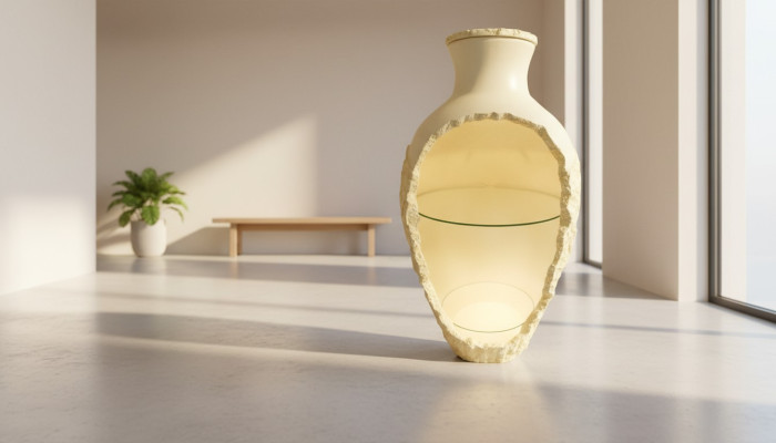 Vase de design Bar met en valeur avec vitrine lumineuse Vitrine avec inserts en verre Vitrine Vase Bar