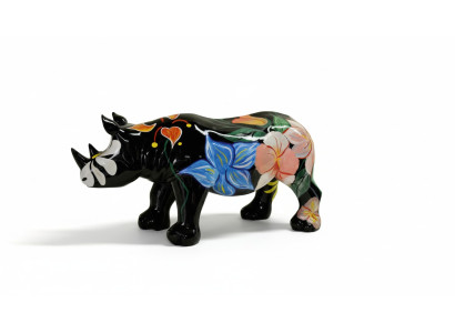 Design Rhinocéros dans les Fleurs Figure Statue Sculpture Figures Sculptures Décoration nouvelle 3095