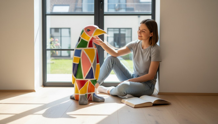 Conception de sculpture de luxe en figure artisanale XXL 67cm Pingouin Sculptures d'animaux Figures