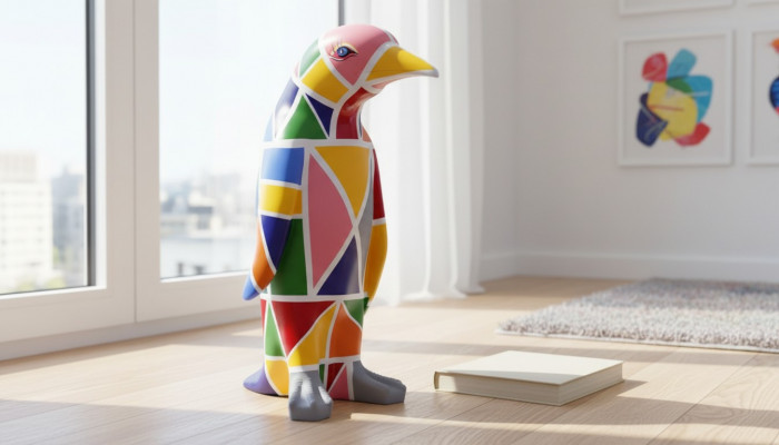 Conception de sculpture de luxe en figure artisanale XXL 67cm Pingouin Sculptures d'animaux Figures