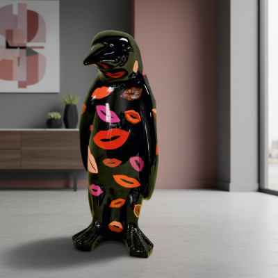 Conception Luxe Figure Sculpture Artisanale de Pingouin de 67 cm