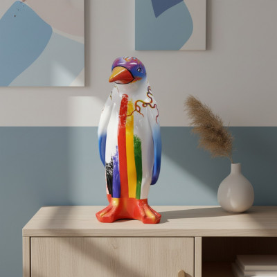 Sculpture de luxe de haute qualité en forme de pingouin sculpté à la main XXL 67 cm.