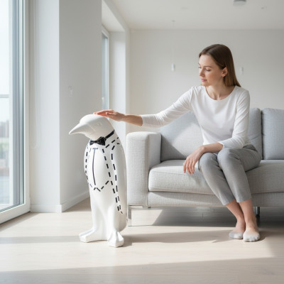 XXL Design 67cm Penguin Luxus Figur Skulptur Handwerk Tier Skulpturen Figuren