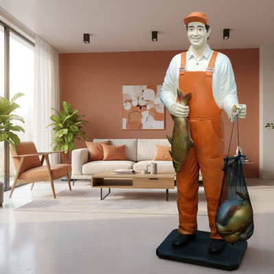 Conception Pêcheur Figurine Statue Sculpture Figures Sculptures Décoration Déco 5661 nouveau