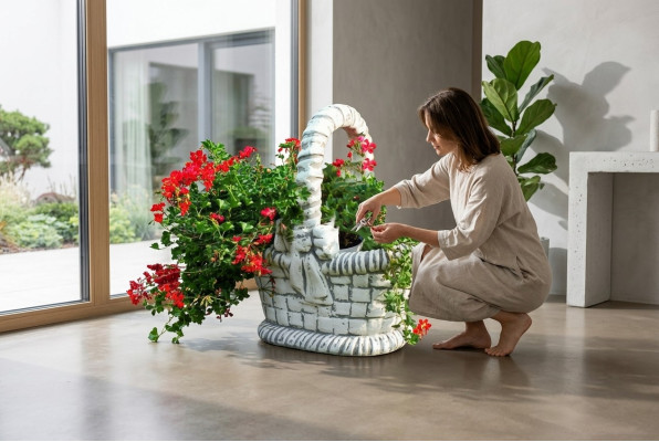 Figurine Pot de fleur Pot de plante Décoration Blanche Figurine Pots de fleurs Jardin