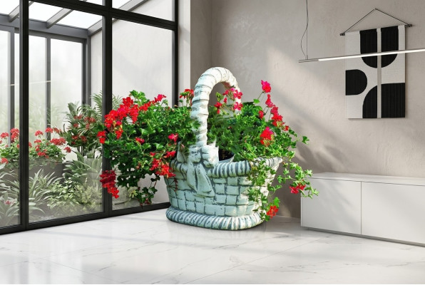 Figurine Pot de fleur Pot de plante Décoration Blanche Figurine Pots de fleurs Jardin