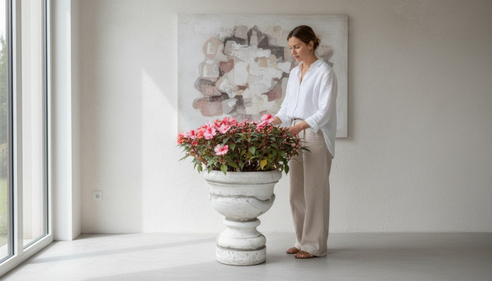Figure Pot de fleurs Pot de plante Blanc Décoration Figurine Pots de fleurs Jardin
