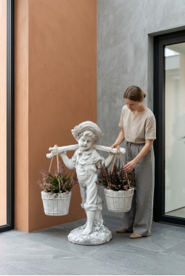 Figure Pot de fleur blanc Pot de plante Décoration Figure Pots de fleurs Jardin