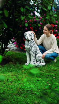 Décoration de jardin Statue de chien Sculpture Figurines Gris Sculptures Designer