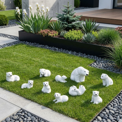 Figurine d'ours polaire de 18 cm, statue d'ours pour le jardin, figures de décoration statues de décoration