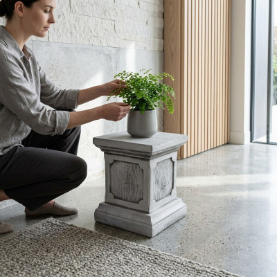 Décoration Colonne Colonnes Style Antique en Pierre Romain Blanc Décorer Support Base