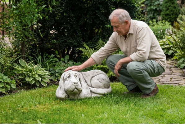 Statue de chien décorative de jardin en sculptures figurines Figurine de sculpteur.