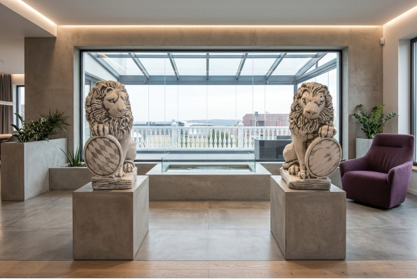 Décoration de jardin Statue de lion Sculpture naturelle Figures Sculptures Designer