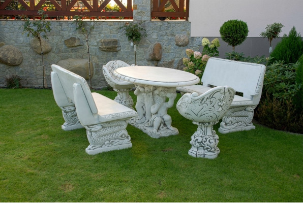 Tabouret de jardin style antique en pierre mobilier de patio bancs extérieurs