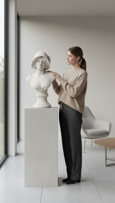 Buste Femme Style Antique Antiquité 40cm Figure en Pierre Sculpture Sculptures