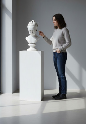 Buste Enfant Style Antique Antiquité 43cm Figurine en Pierre Sculpture Sculptures