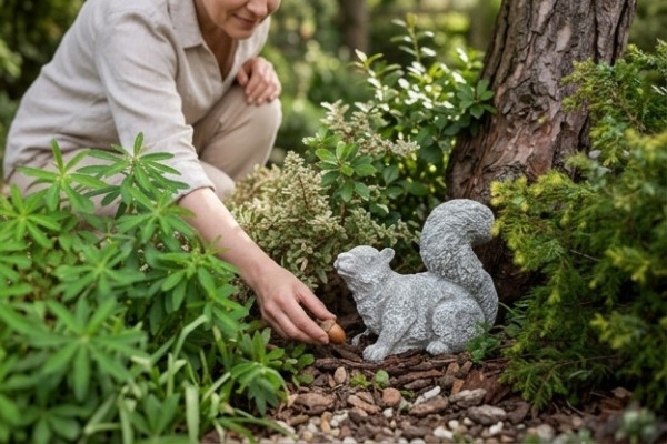 Décoration de jardin Ecureuil Patio Pierre Figures Figure Statue décorative