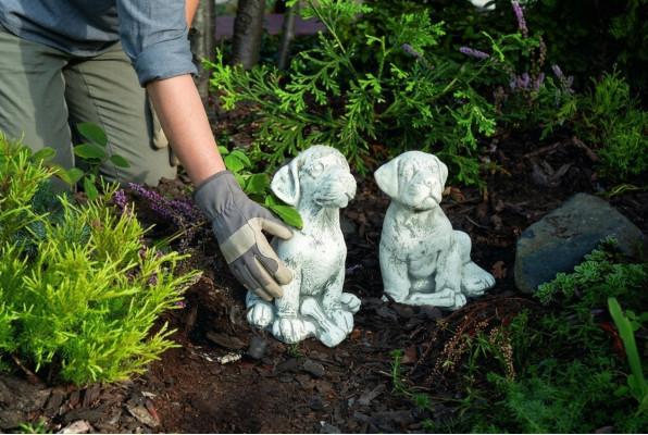 Décoration de jardin Chien Patio Pierres Figures Figure Statue Décorative