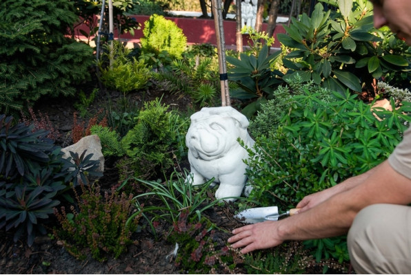 Décoration de jardin Chien Patio Pierres Figurines Figure décorative Statue blanche
