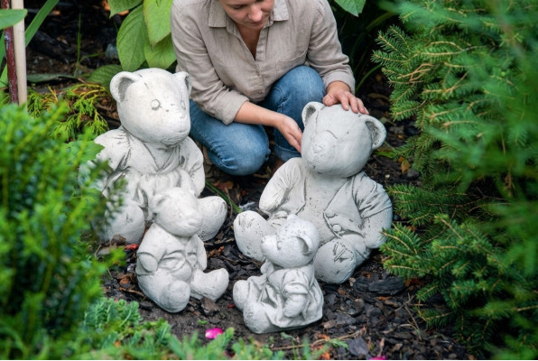 Décoration de jardin Ours Patio Pierre Figurines Décoratives Statue de Nature