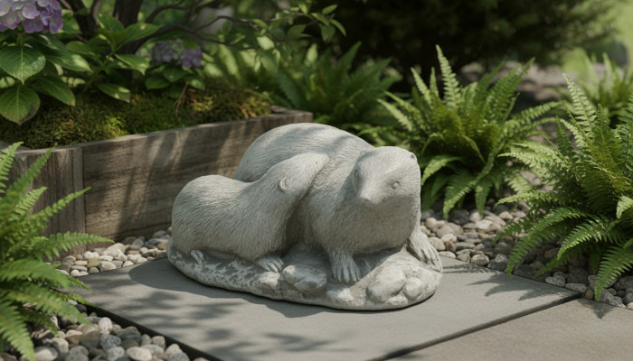 Décoration de jardin Fouine Figurines en pierre de patio Figurine blanche Nature Statue