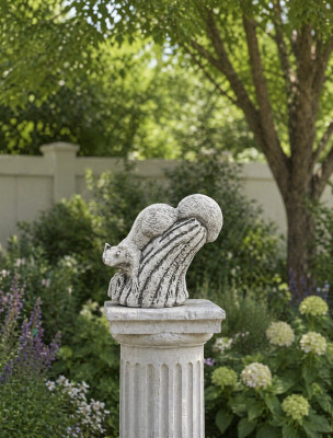 Décoration de jardin Figurine en pierre pour patio Écureuil Figurines décoratives Statue