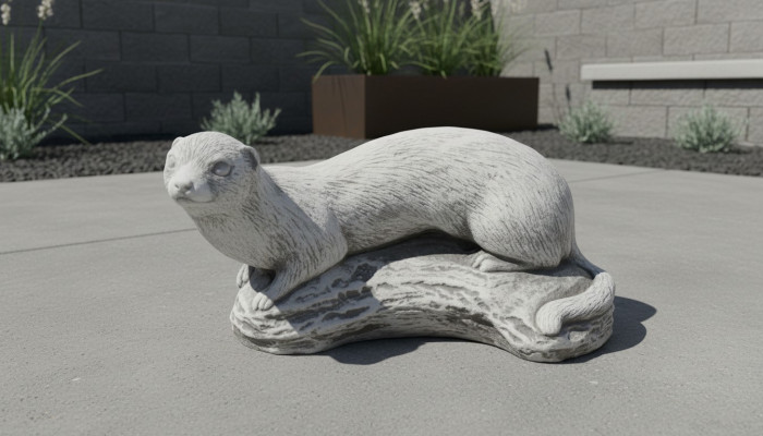Décoration de jardin furet Patio Pierre Figurines figurine blanche Nature Statue