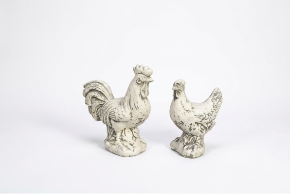 Décoration de jardin Poulet Patio Pierre Figures Figure Statue blanche décorative