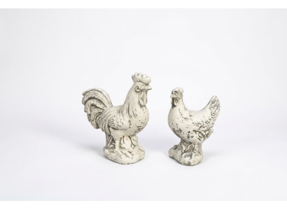 Décoration de jardin Poulet Patio Pierre Figures Figure Statue blanche décorative