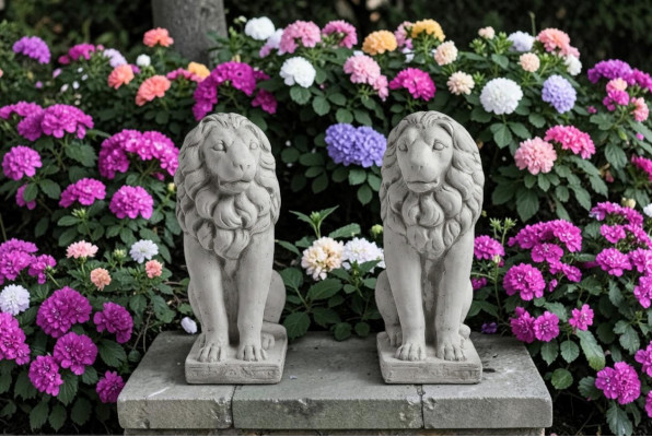 Figurine de lion de jardin, décoration de patio, sculptures décoratives de jardin.