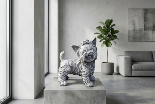 Décoration de jardin Chien Blanc Patio Pierre Figures Statue Décorative Figure