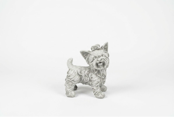 Décoration de jardin Chien Blanc Patio Pierre Figures Statue Décorative Figure