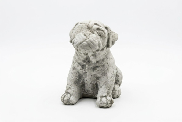Décoration de jardin Chien Patio Figurine en pierre Blanche Statuette décorative