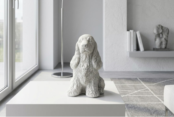 Décoration de jardin Chien blanc Patio Pierre Figure Figurines Statue décorative