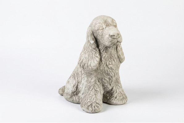 Décoration de jardin Chien blanc Patio Pierre Figure Figurines Statue décorative