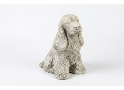 Décoration de jardin Chien blanc Patio Pierre Figure Figurines Statue décorative