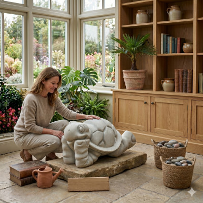Décoration de jardin Tortue Patio Statue en Pierre Statuette Décorative