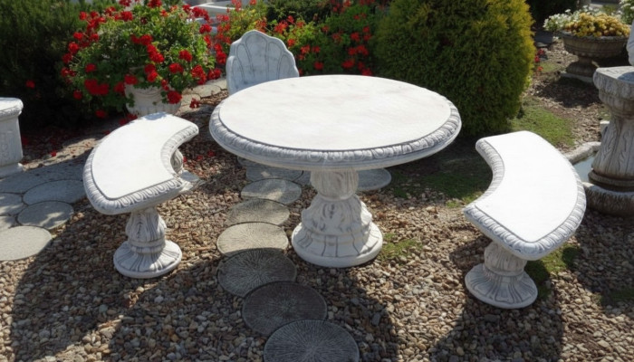 Style de table de jardin antique Chevalier Tables en pierre Décoration ronde Meubles