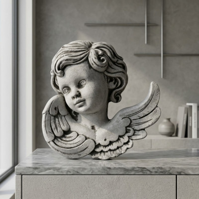 Pierre tombale Décoration de pierre tombale Figurine d'ange Sculpture Blanche naturelle de Dieu