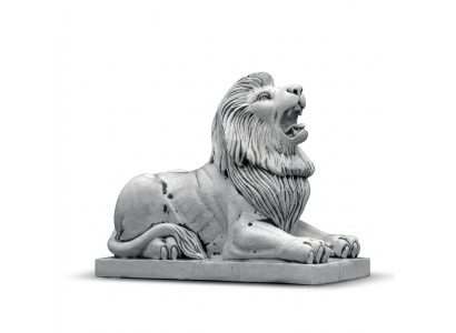 Sculpture en pierre décorative XXL de lion pour terrasse de jardin