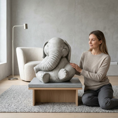 Conception Figure Éléphant Sculpture Figures Sculptures Statues Statue Blanche Caricature