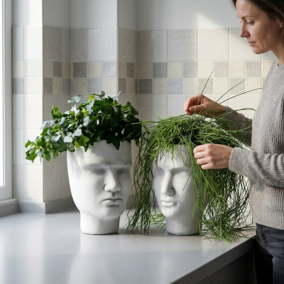 Conception pot de fleur pot de fleur de haut vase chiffre pots décoratifs visage sculpture