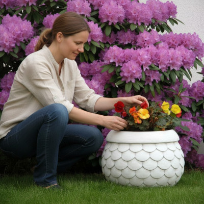 Pots de fleurs boîte pour pots de fleurs XXL décoratif jardin en béton terrasse
