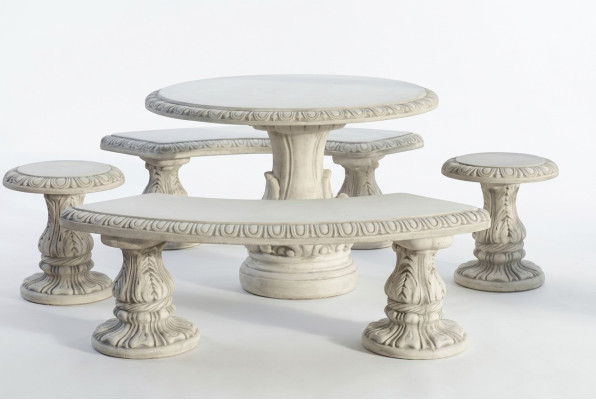 Table de jardin en pierre Patio Mobilier décoratif Élégant Style ancien Table aux designs