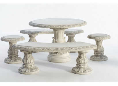 Table de jardin en pierre Patio Mobilier décoratif Élégant Style ancien Table aux designs