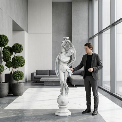 Figure Statue XXL Jardin Figure Colonnes d'eau Sculpture Statues