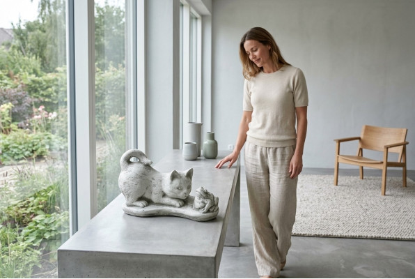 Décoration de jardin Statue de chat Sculpture Figurines Sculptures blanches Design