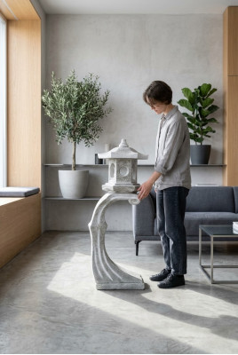Japonais Décoration de lampes de jardin Blanc Éclairage Naturel Bain d'oiseaux