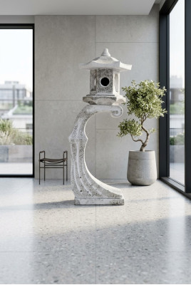 Japonais Décoration de lampes de jardin Blanc Éclairage Naturel Bain d'oiseaux